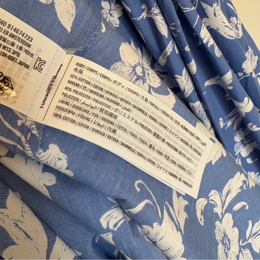 NWOT Abercrombie & Fitch Floral One-Shoulder Blue Maxi Dress size Large Petite - Picture 7 of 11